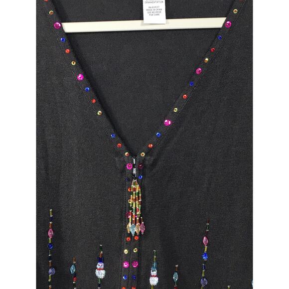 Tiara International Christmas Collection Cardigan Sweater Womens Medium‎ Beaded - Picture 6 of 11